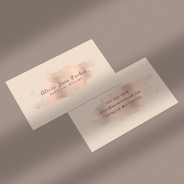Glam Rose Gold Copper Foil | Personal Stylist Business Card (Creator Uploaded)