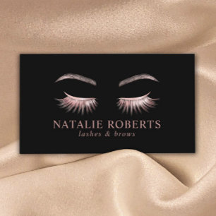 Glam Rose Gold Eyelash Extensions Beauty Salon Business Card