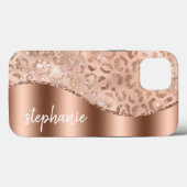 Glam Rose Gold Faux Foil Leopard Spots Name Case-Mate iPhone Case (Back (Horizontal))