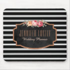 Glam Rose Gold Glitter Black Stripes | Monogram