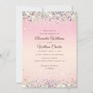 Glam Rose Gold Glitter Confetti Modern Pastel Invitation