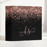 Glam Rose Gold Glitter Elegant Monogram Binder<br><div class="desc">Glam Rose Gold Glitter Elegant Monogram Binder. Easily personalize this trendy chic binder design featuring elegant rose gold sparkling glitter on a black background. The design features your handwritten script monogram with pretty swirls and name.</div>