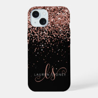 Glam Rose Gold Glitter Elegant Monogram