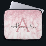 Glam Rose Gold Glitter Marble Sparkle Monogram Laptop Sleeve<br><div class="desc">Glam Rose Gold Ombre Faux Glitter and Sparkle Marble Stone Modern and Elegant Monogram Case. This case can be customized to include your initial and first name.</div>