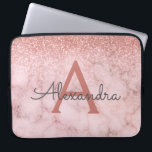 Glam Rose Gold Glitter Marble Sparkle Monogram Laptop Sleeve<br><div class="desc">Glam Rose Gold - Pink  Ombre Faux Glitter and Sparkle Marble Stone Modern and Elegant Monogram Case. This case can be customized to include your initial and first name.</div>