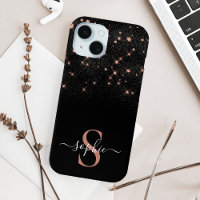 Glam Rose Gold Glitter Sparkling Elegant Monogram