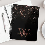 Glam Rose Gold Glitter Sparkling Elegant Monogram Planner<br><div class="desc">Create your own personalized black and rose gold diamond sparkle planner with your custom monogram and name.</div>