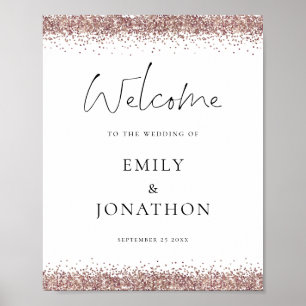 Glam Rose Gold Glitter Welcome to Wedding Poster