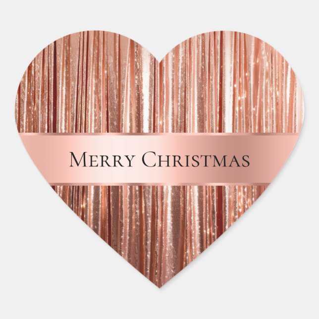 Glam Rose Gold Glitzy Sparkle  Heart Sticker (Front)