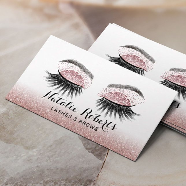 Glam Rose Gold Lashes Makeup Artist Eyelash Salon Business Card (Creator Uploaded)