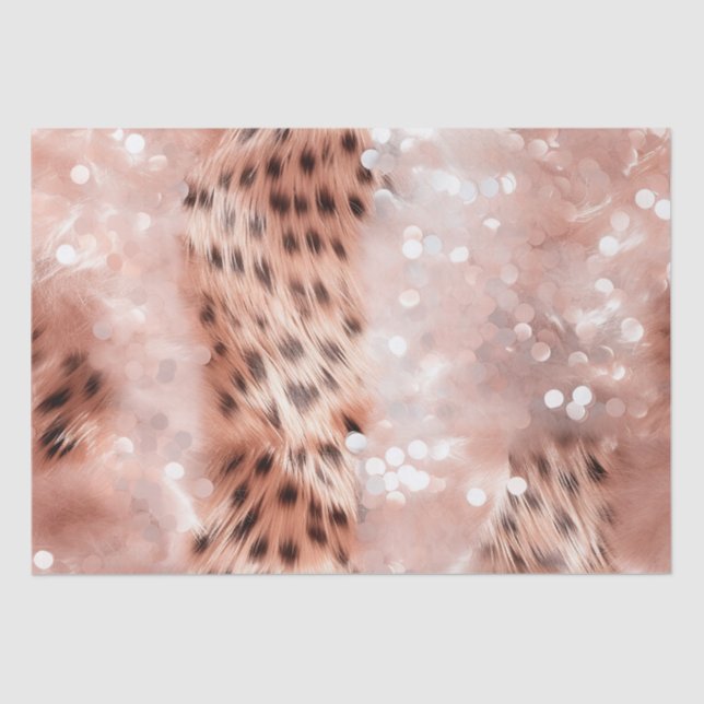 Glam Rose Gold Leopard Wedding Tissue Paper (Front)