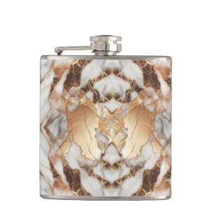 Glam Rose Gold Luxurious Trendy Marble  Hip Flask