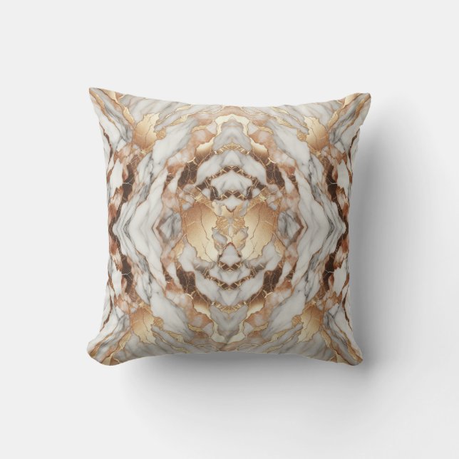 Glam Rose Gold Luxurious Trendy Marble  Throw Pillow (Front)