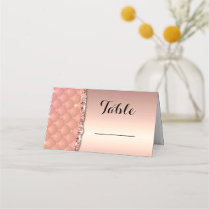 Glam Rose Gold Ripped Glitter Metallic Place Card