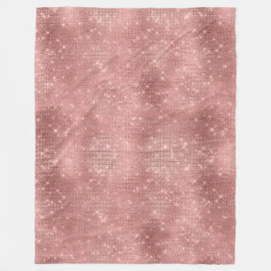 Glam Rose Gold Sparkle Fleece Blanket