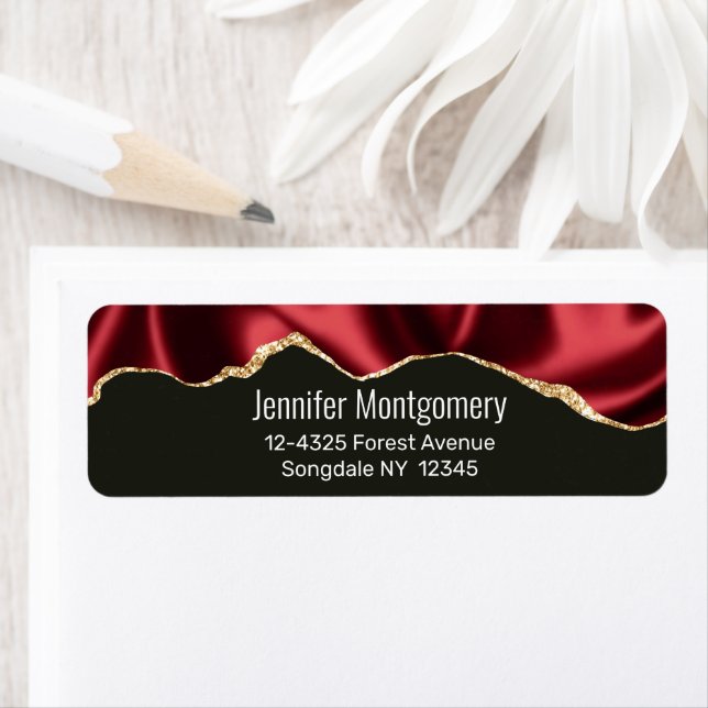 Glam rouge foncé Satin foncé Design abstrait (En situation)