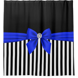 Glam Royal Blue Bow-Pinstripes-Black