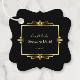 Glam Royal Gold Black Art Deco 20s Wedding Favour Tags