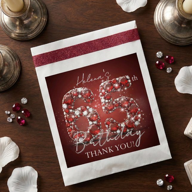 Glam Ruby Red Diamonds Elegant 65th Birthday Party Favour Bag (Creator Uploaded)