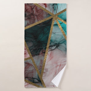 Glam Rust Blush Teal & Gold Chic Modern Glamour Bath Towel Set