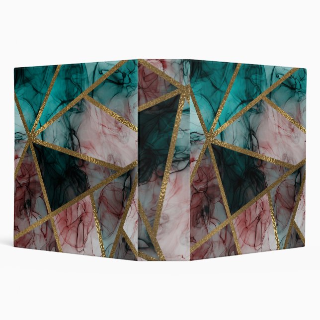 Glam Rust Blush Teal & Gold Chic Modern Glamour Binder (Background)