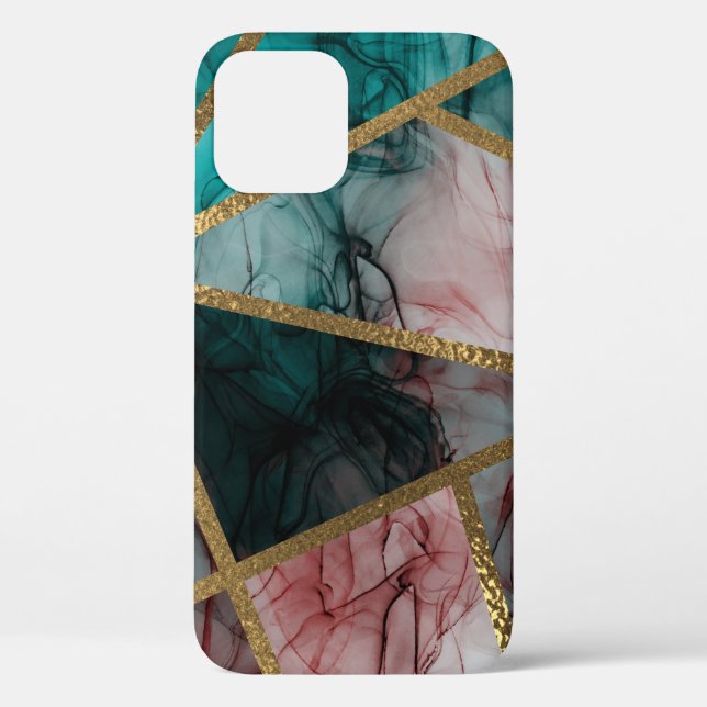 Glam Rust Blush Teal & Gold Chic Modern Glamour Case-Mate iPhone Case (Back)