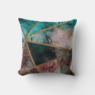 Glam Rust Blush Teal & Gold Chic Modern Glamour Throw Pillow