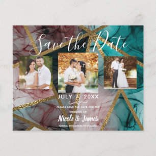 Glam Rust Blush Teal & Gold Chic Modern Save Date