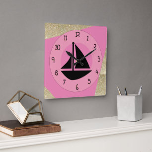 Glam Sail Square Wall Clock