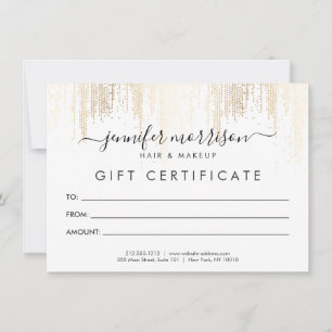 Glam Script Gold Confetti Rain Gift Certificate