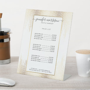 Glam Script Gold Confetti Rain Pedestal Sign