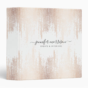 Glam Script Rose Gold Confetti Rain 3 Ring Binder