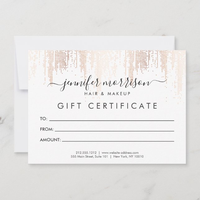 Glam Script Rose Gold Confetti Rain Gift Card (Front)