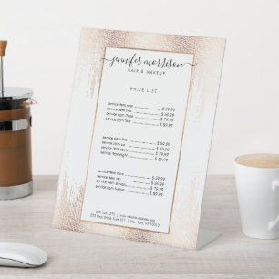 Glam Script Rose Gold Confetti Rain Pedestal Sign