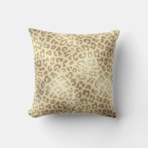 Glam Sepia Gold Animal Lampart Skin Luxury Throw Pillow