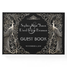 Glam Silver Art Deco Peacocks Wedding