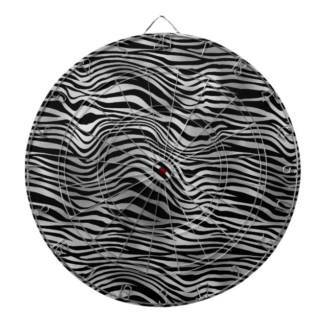 Glam Silver Black Zebra Print Dartboard (Front)