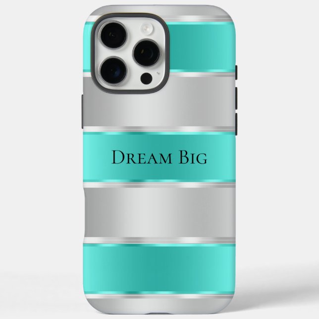 Glam Silver Chic Mint Ribbon  Case-Mate iPhone Case (Back)