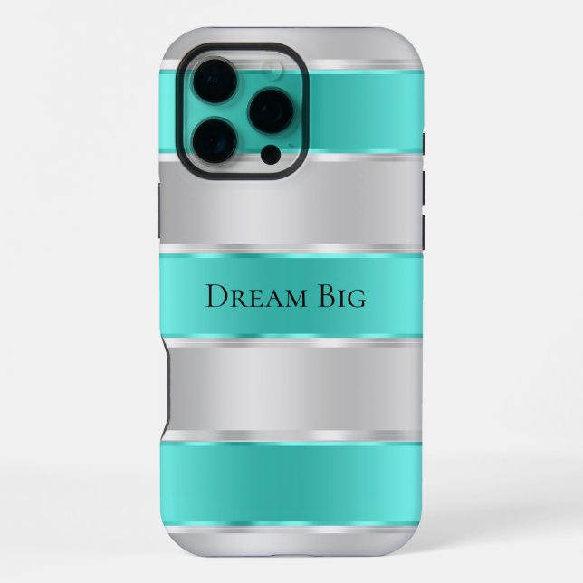 Glam Silver Chic Mint Ribbon  iPhone Case (Back)