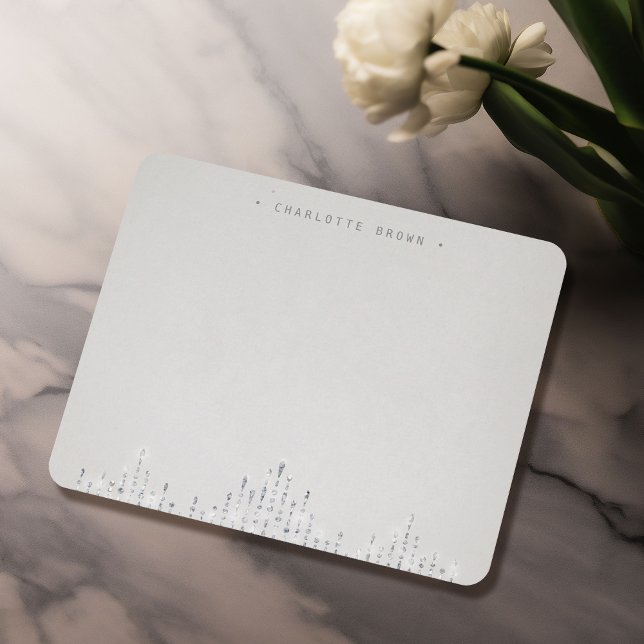 Glam silver deco vintage personalized stationery card (Glam silver deco vintage personalized stationery note card)