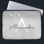 Glam Silver Glitter and Sparkle Chic Monogrammed Laptop Sleeve<br><div class="desc">Silver Ombre Faux Glitter and Sparkle Modern and Elegant Monogram Case. This case can be customized to include your initial and first name.</div>