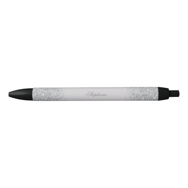 Glam, Silver Glitter Black Ink Pen (Front)