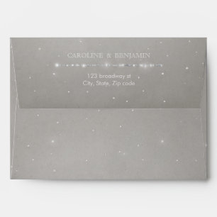 Glam silver glitter deco vintage wedding envelope