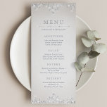 Glam silver glitter deco vintage wedding menu<br><div class="desc">Glamour silver glitter in art deco style on vintage Soft beige background ,  pretty shimmer faux metallic silver feel effect,  elegant and chic. Great for vintage wedding,  art deco wedding,  in anytime of the year,  particularly in winter.
See all the matching pieces in collection below.</div>