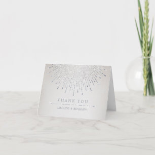 Glam silver glitter deco vintage wedding thank you