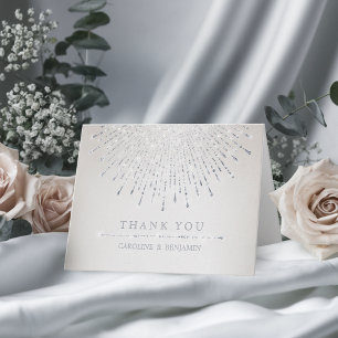 Glam silver glitter deco vintage wedding thank you card