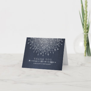 Glam silver glitter deco vintage wedding thank you card
