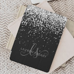 Glam Silver Glitter Elegant Monogram iPad Mini Cover<br><div class="desc">Glam Silver Glitter Elegant Monogram iPad Cover. Easily personalize this trendy chic tablet cover design featuring elegant silver sparkling glitter on a black background. The design features your handwritten script monogram with pretty swirls and your name.</div>