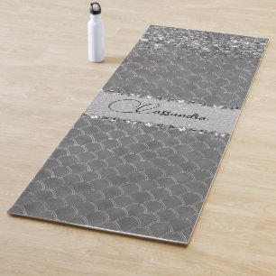 Glam Silver Glittery Diamond Bling  Yoga Mat