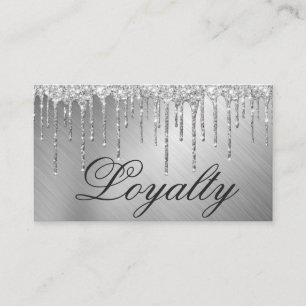 Glam Silver Metallic Glitter Drips Loyalty Card